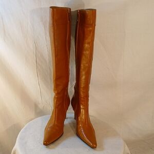 Stunning Like New Ralph Lauren Camel Tan Leather Knee High Boots